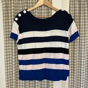 Cabi Sailor Pullover Blue Pink Striped Sweater M